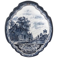 19th Century Hand-Painted Delft Platter