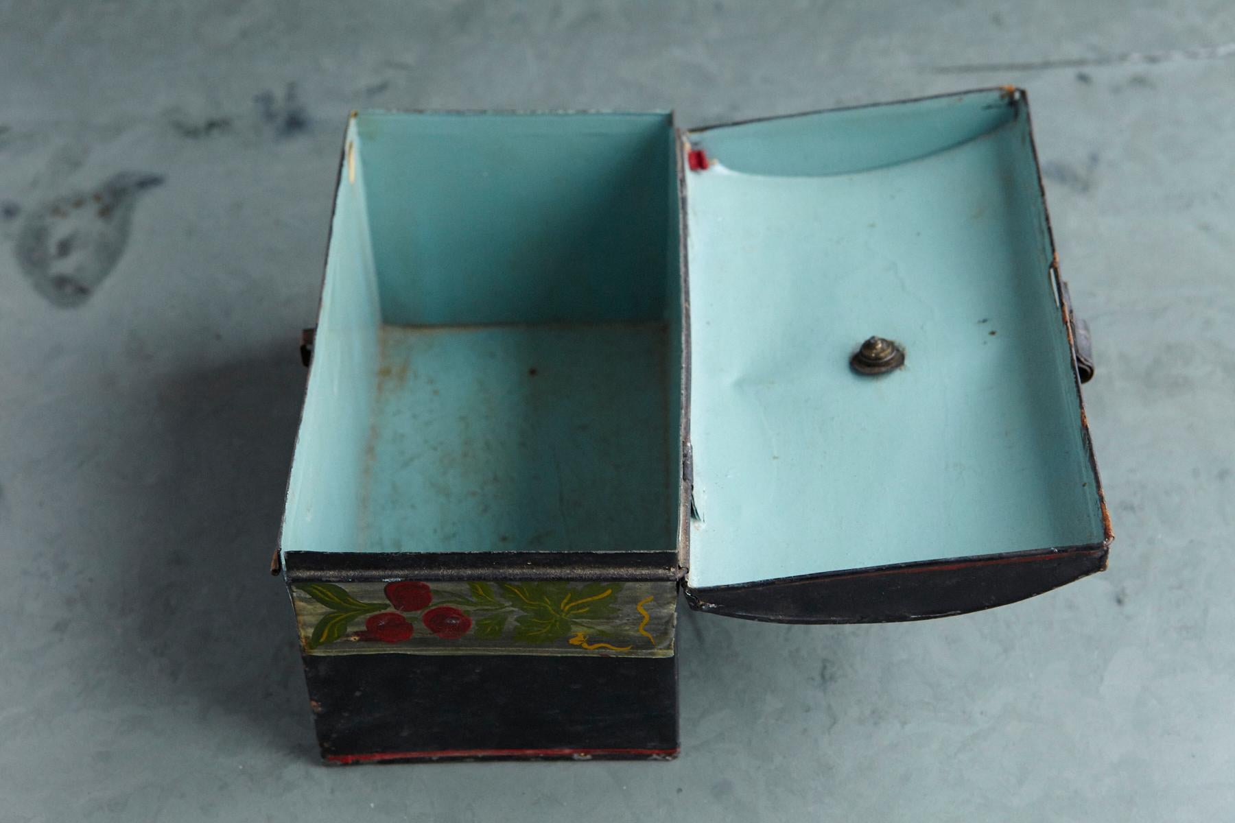 19th Century Hand Painted Dome Top Tole Document or Deed Box For Sale 1