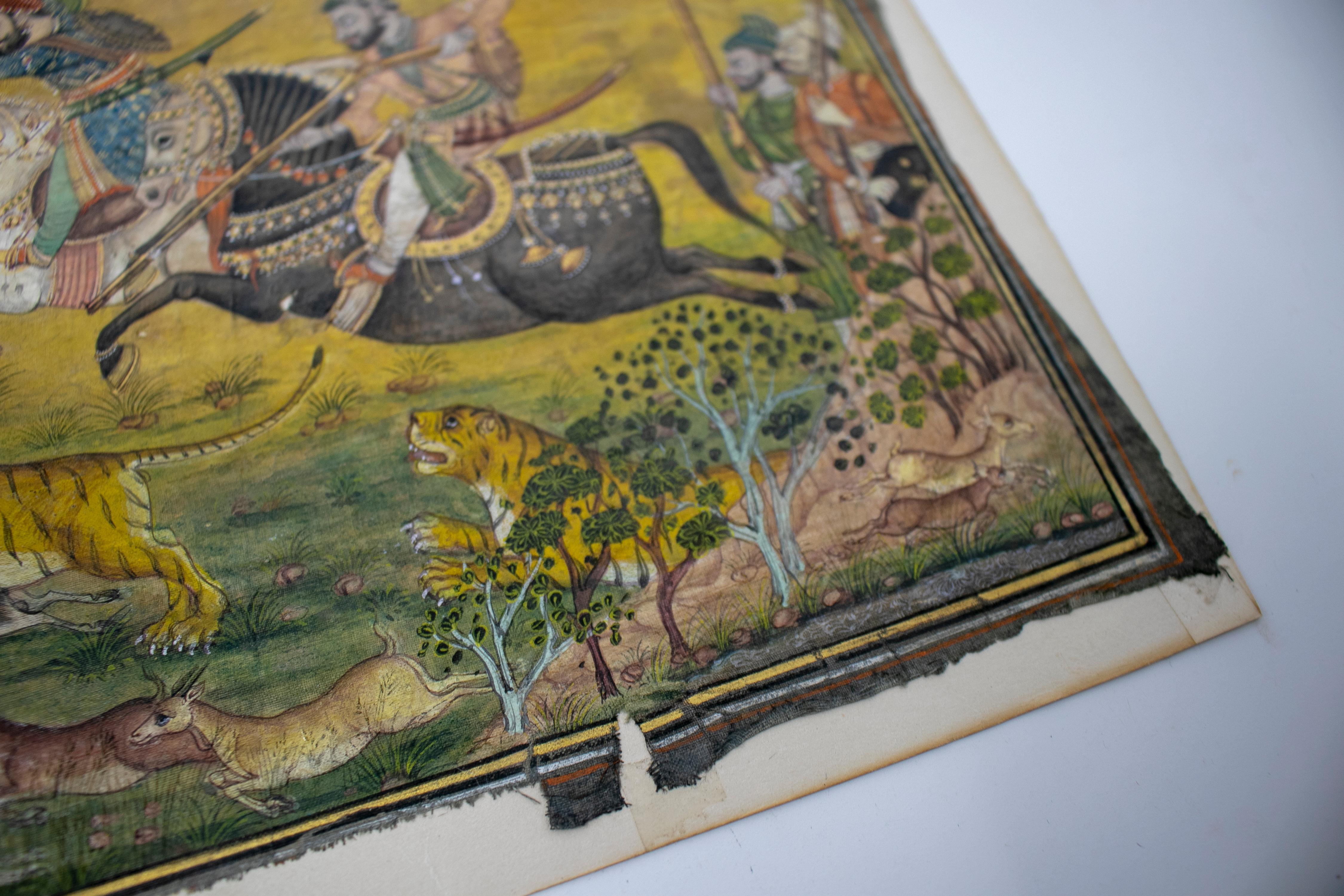 Disegno dipinto a mano del XIX secolo su tela indiana In condizioni buone in vendita a Marbella, ES