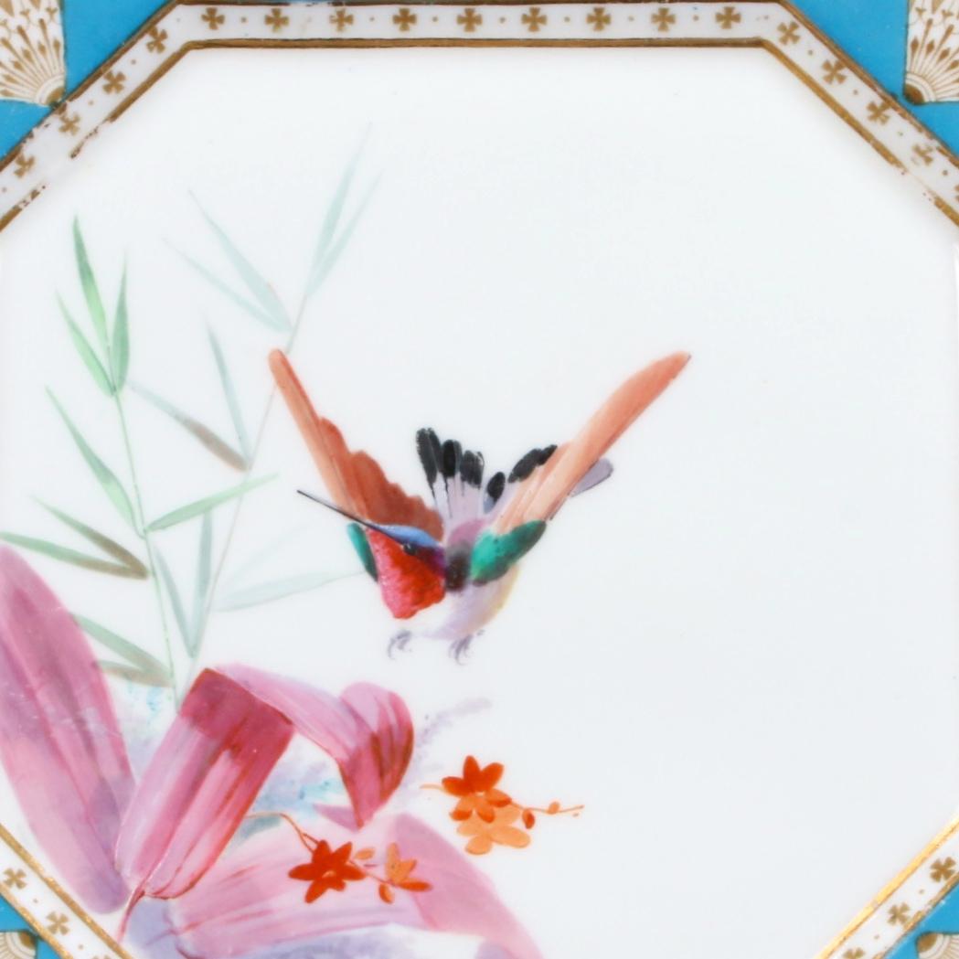 19th Century Hand Painted English Aesthetic Movement Ornithological Plates For Sale 4
