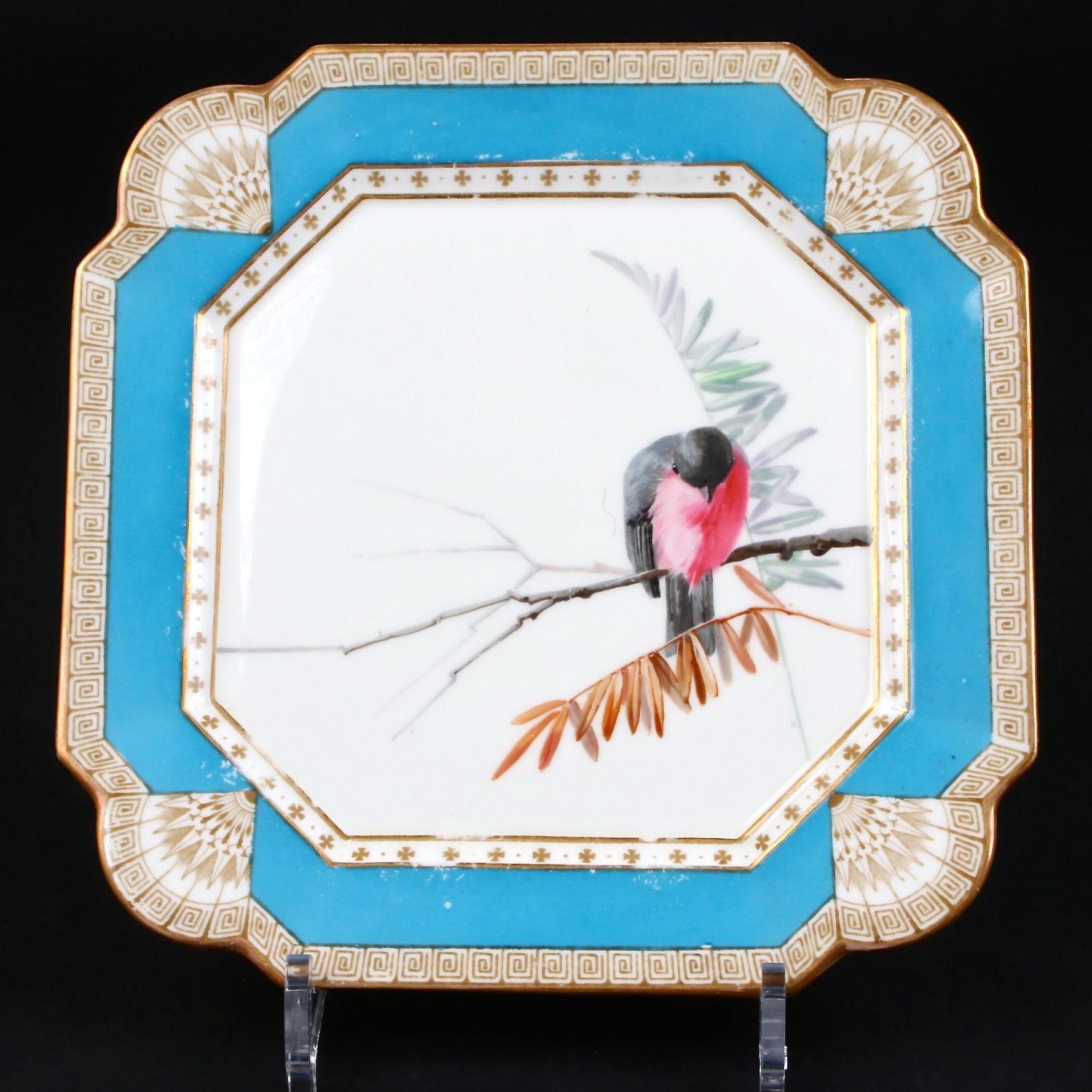 19th Century Hand Painted English Aesthetic Movement Ornithological Plates For Sale 7