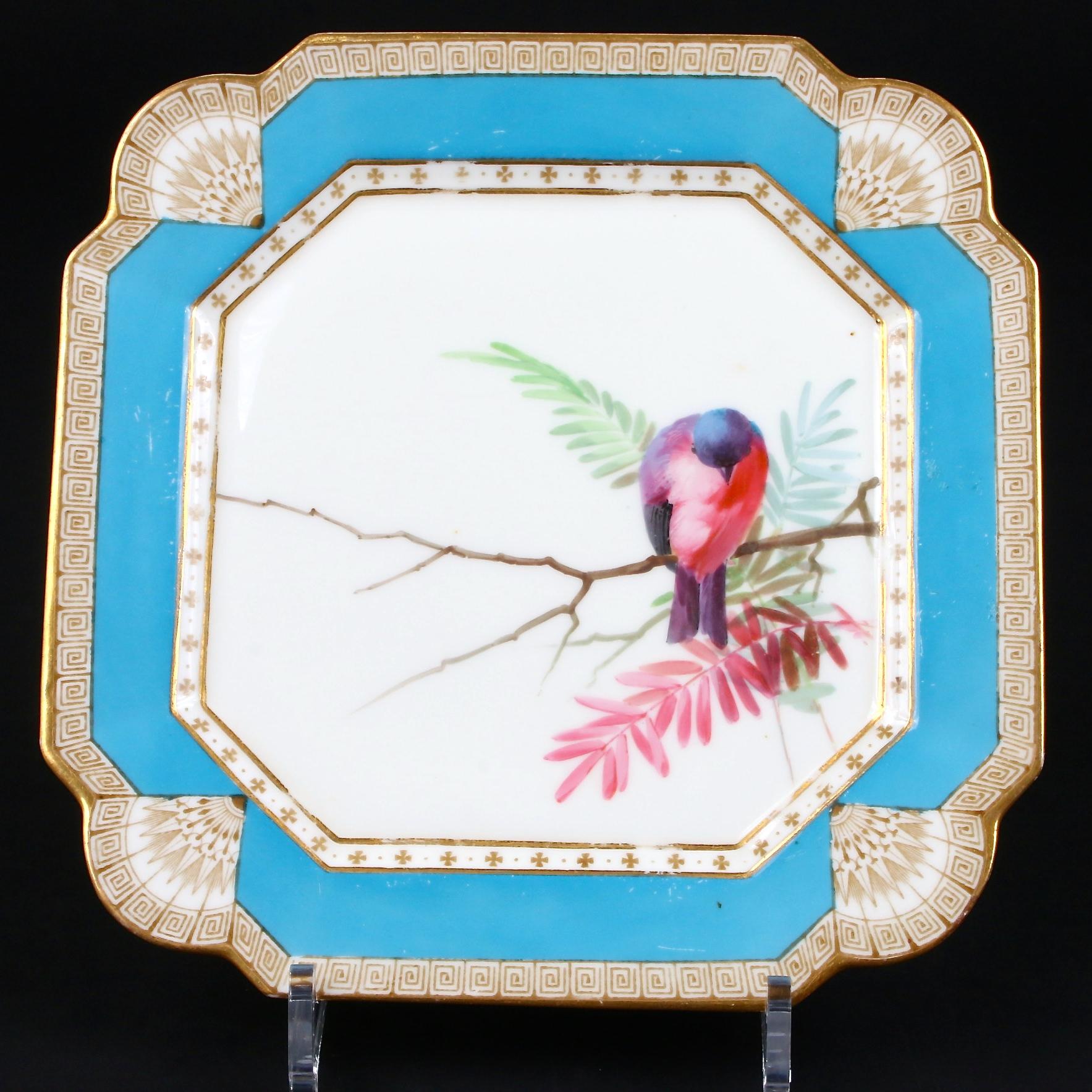 19th Century Hand Painted English Aesthetic Movement Ornithological Plates For Sale 10