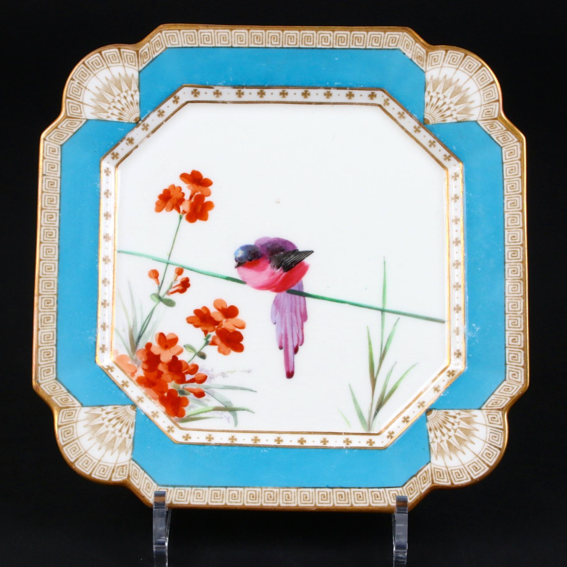 19th Century Hand Painted English Aesthetic Movement Ornithological Plates For Sale 11