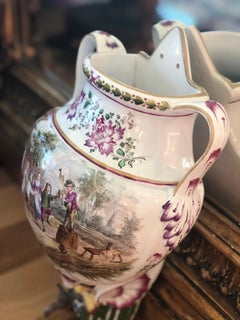 19th Century Hand Painted Faience Wall Fountain in Teniers' Style