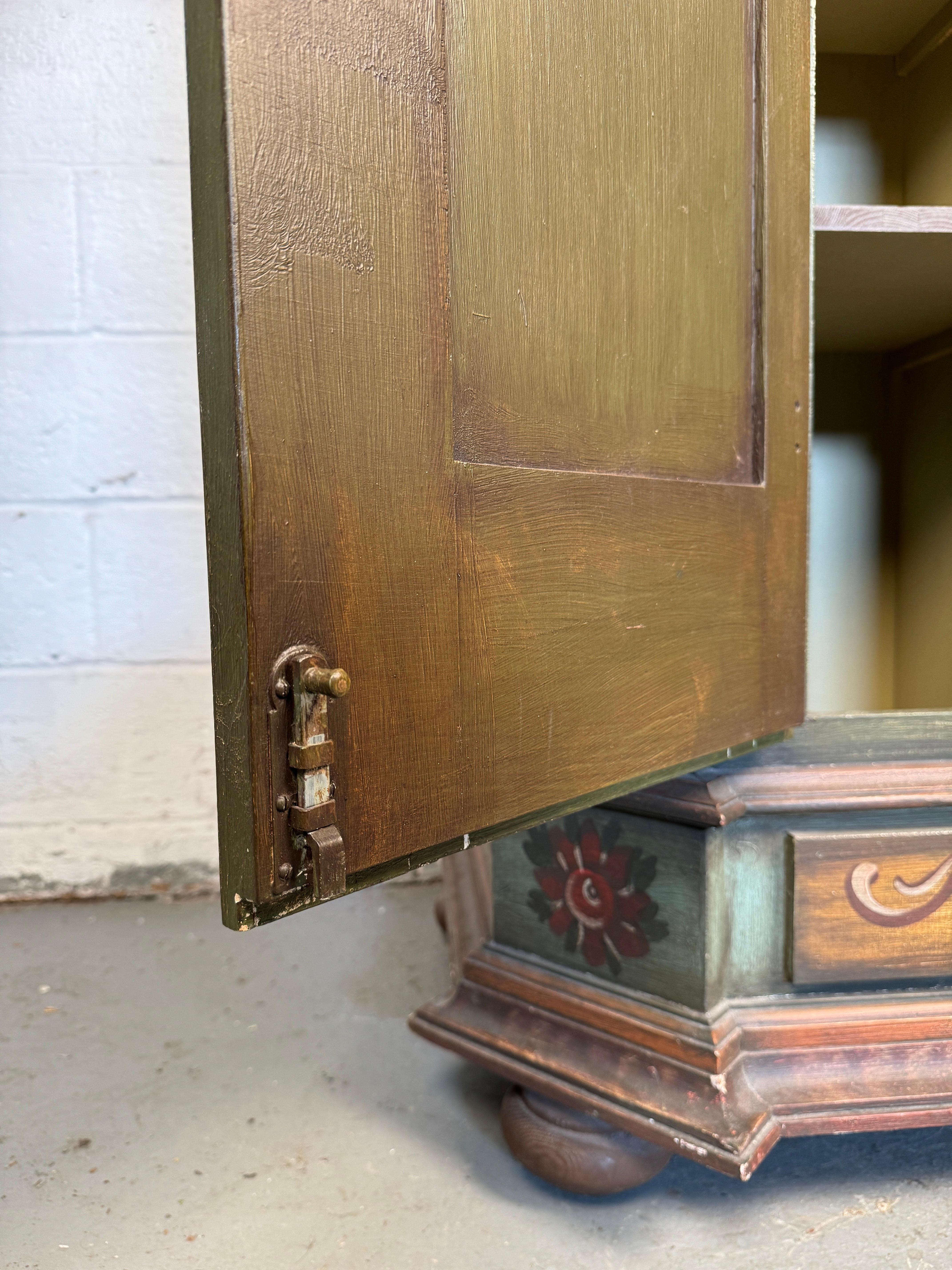 19th Century Hand-Painted Floral Wardrobe 7