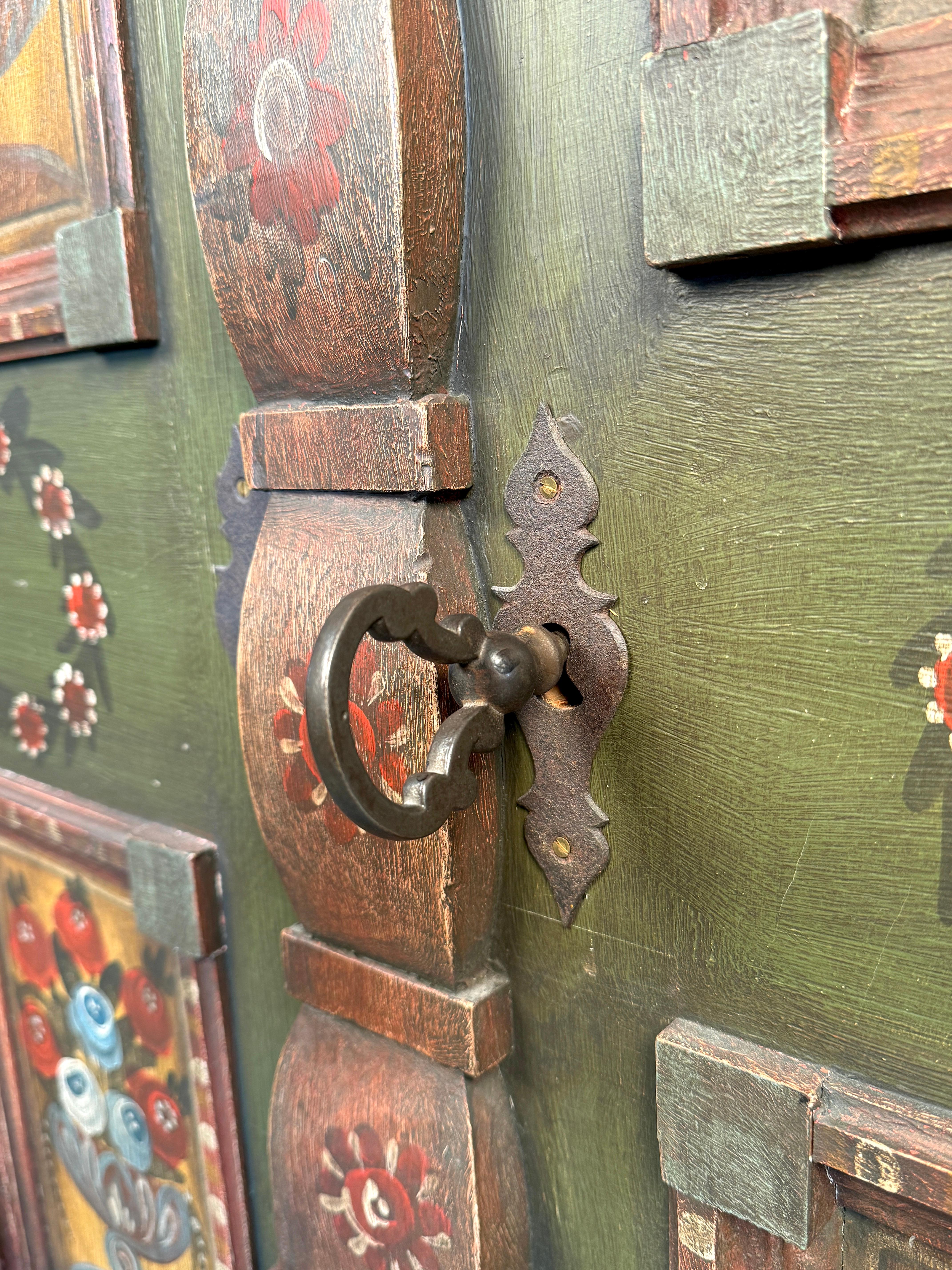 19th Century Hand-Painted Floral Wardrobe 10