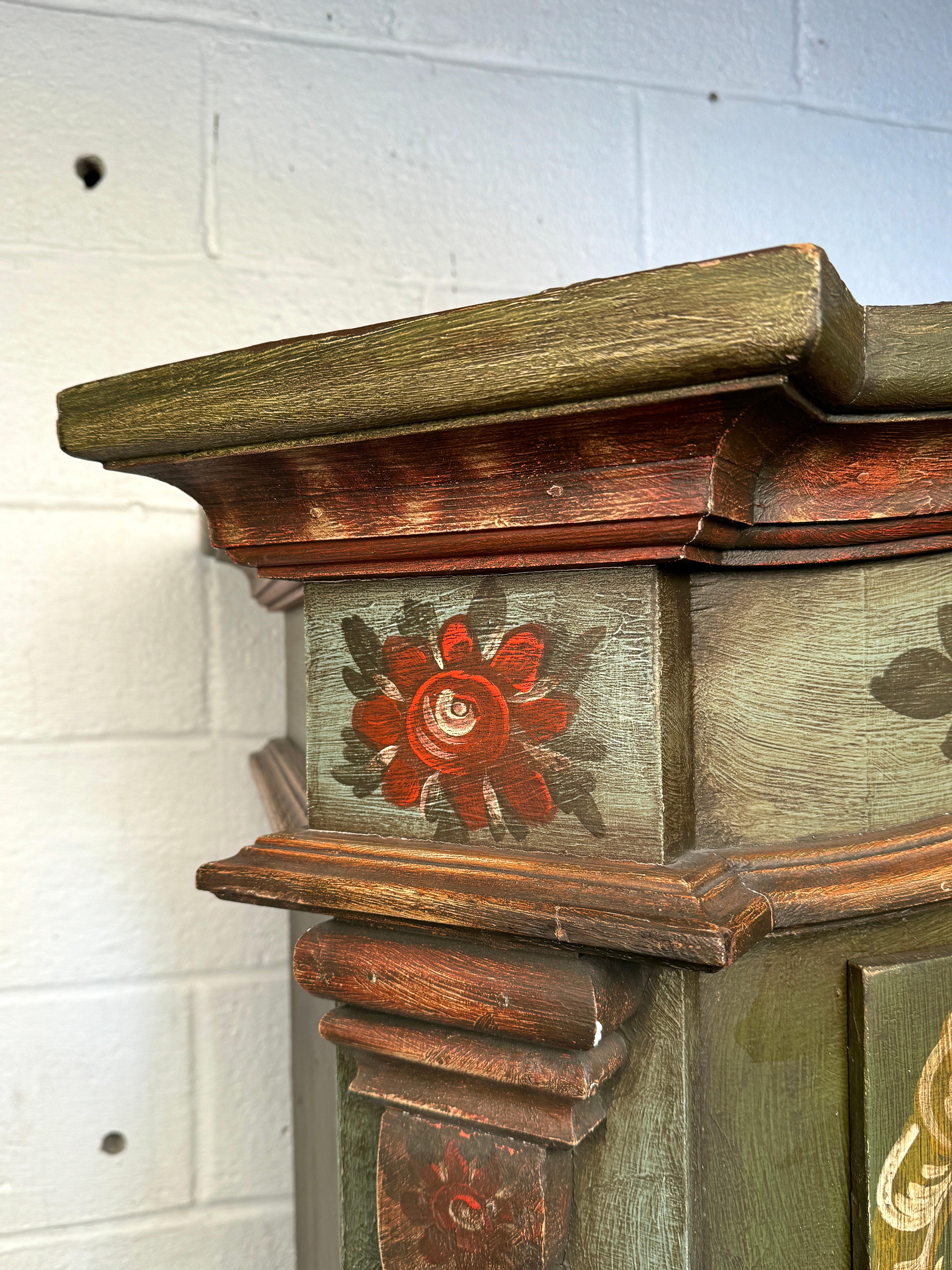 19th Century Hand-Painted Floral Wardrobe 11