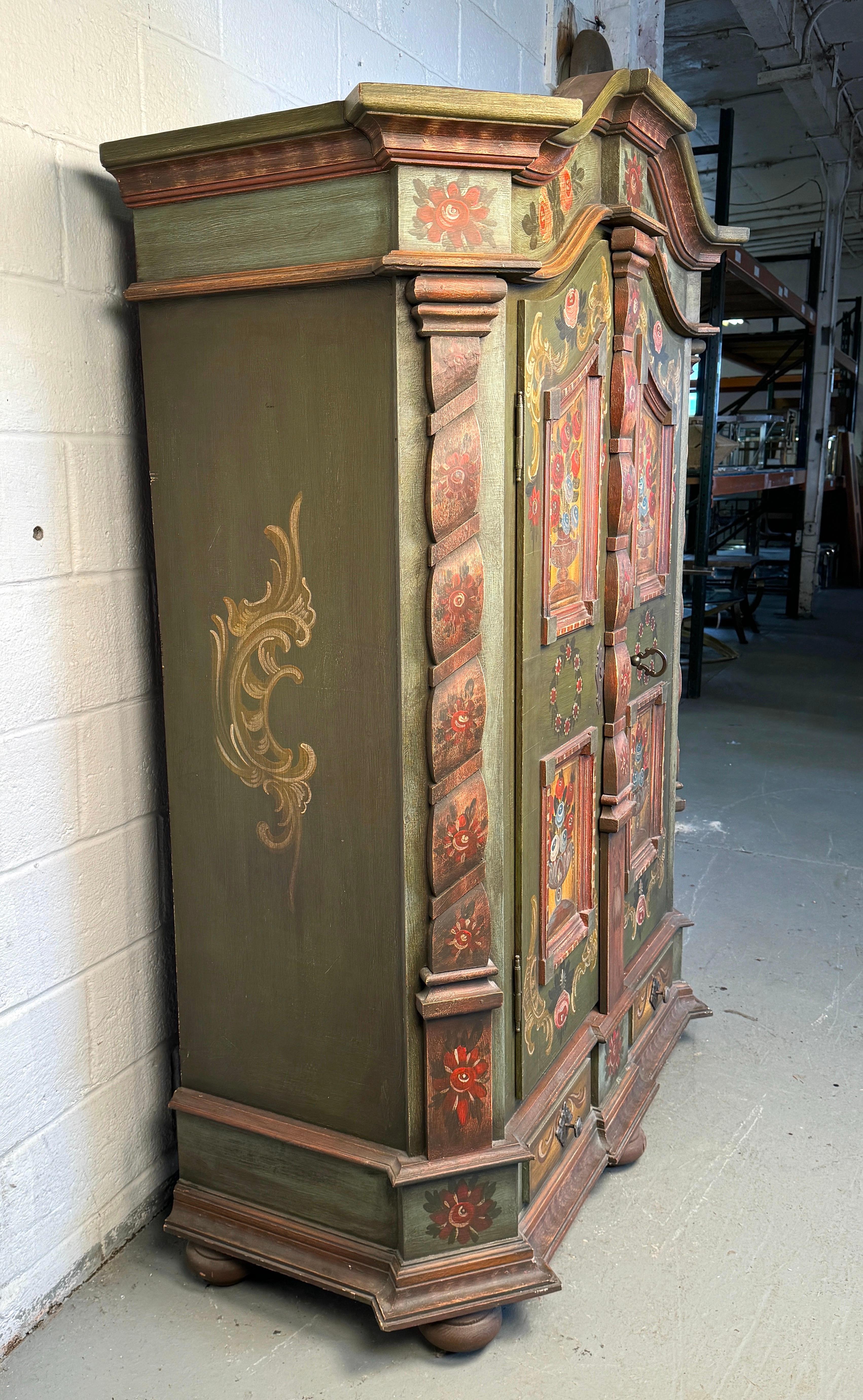 Other 19th Century Hand-Painted Floral Wardrobe