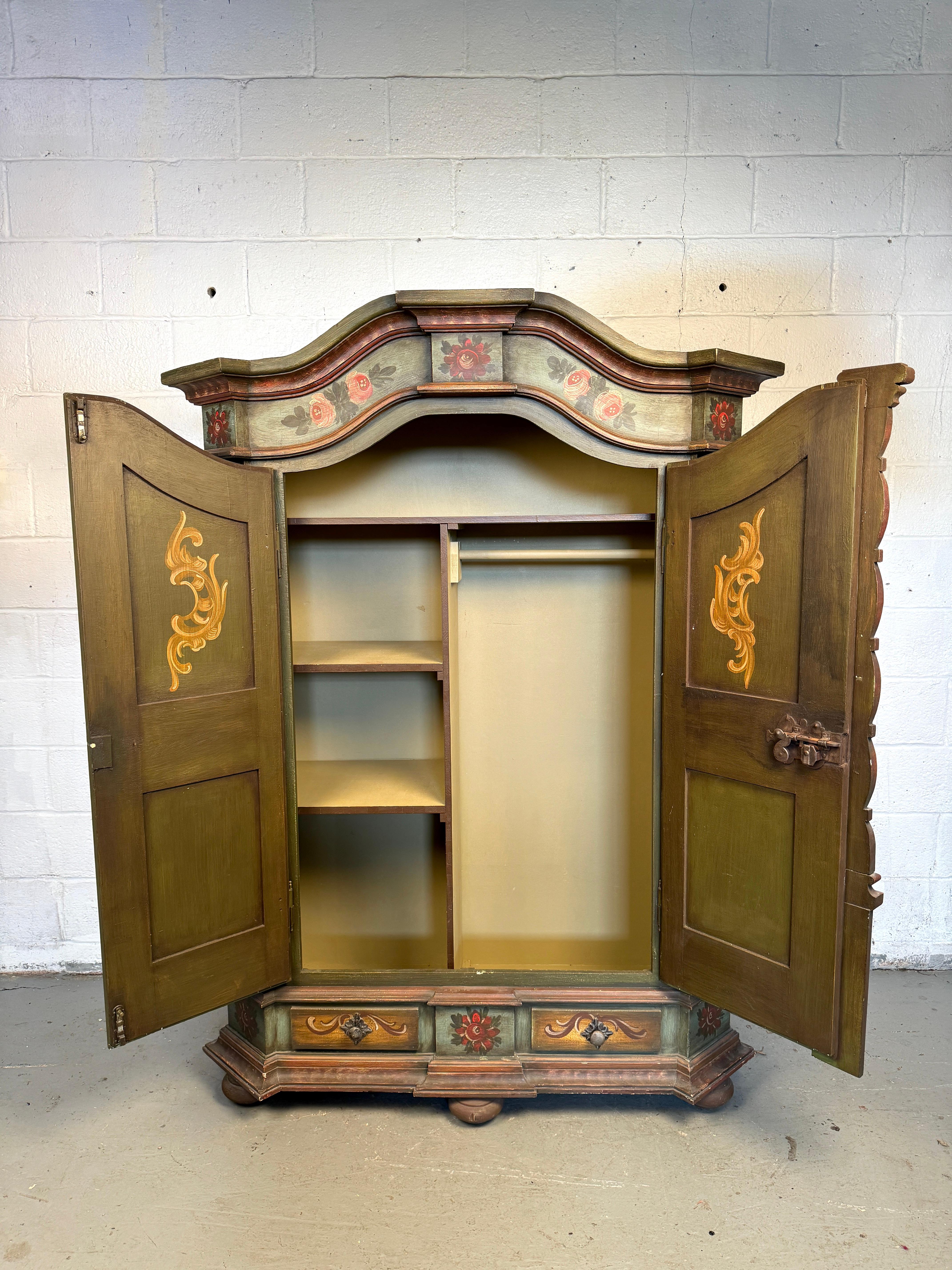 19th Century Hand-Painted Floral Wardrobe 1