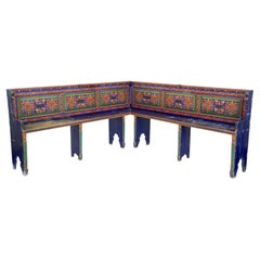 19th Century hand painted folk art corner seat