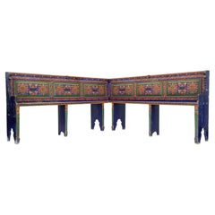 Seduta angolare di arte popolare dipinta a mano del XIX secolo