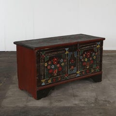 19th Century Hand-Painted Folk Storage Chest, 1880s