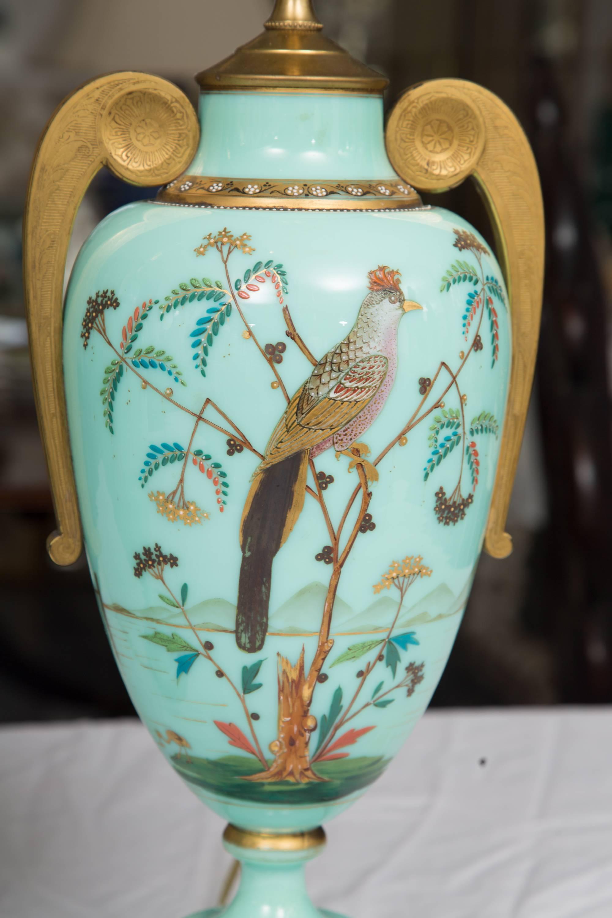 19th Century Hand-Painted French Opaline Lamps 6