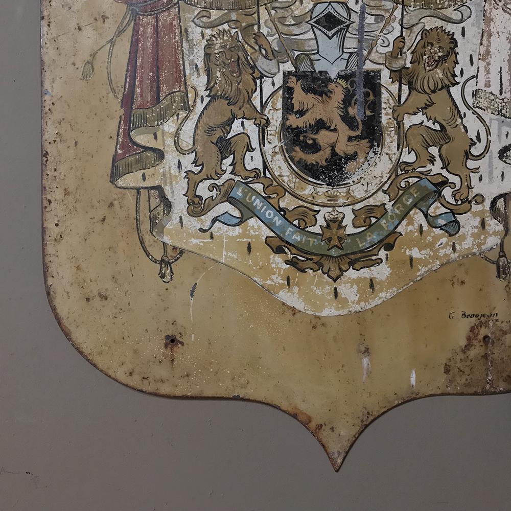 Renaissance Revival 19th Century Hand-Painted French Royal Crest of Arms