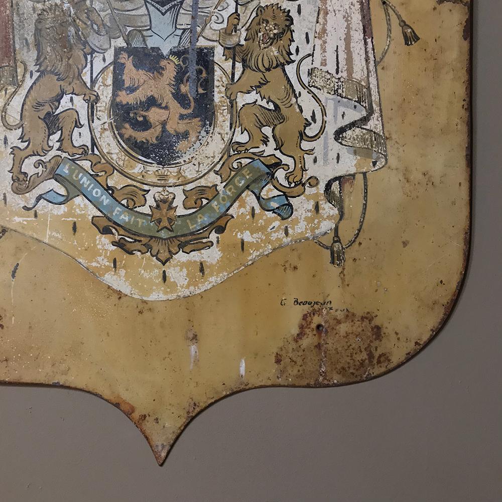 19th Century Hand-Painted French Royal Crest of Arms In Fair Condition In Dallas, TX