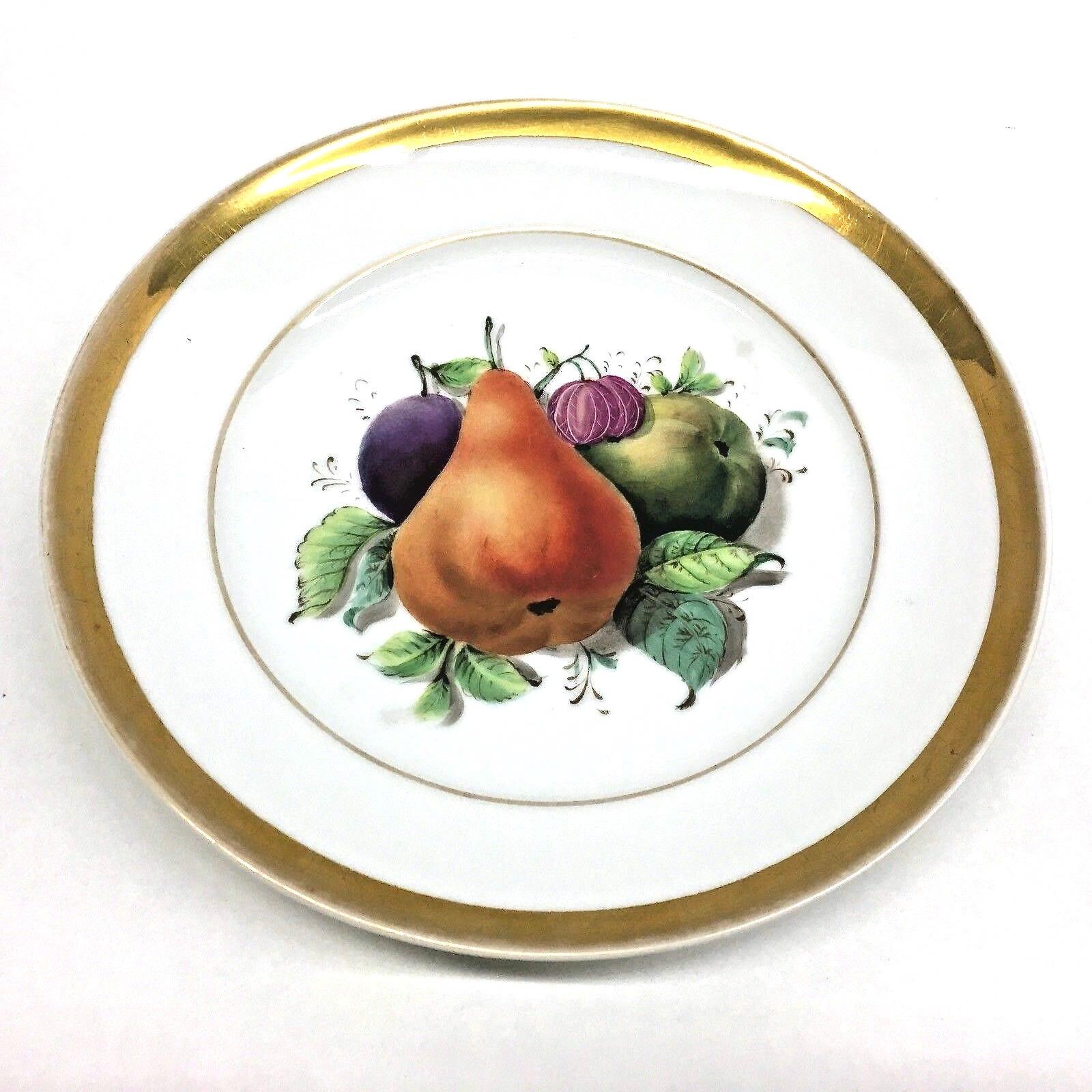 German 19th Century Hand Painted Fruits Motif Plates, Set of Six, 1860s Thuringia For Sale