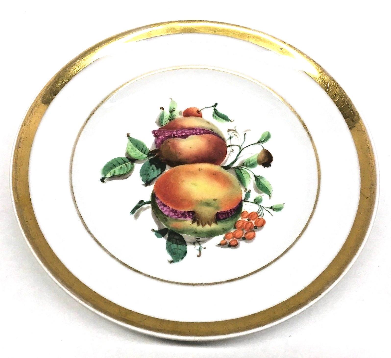 19th Century Hand Painted Fruits Motif Plates, Set of Six, 1860s Thuringia In Good Condition For Sale In Nuernberg, DE