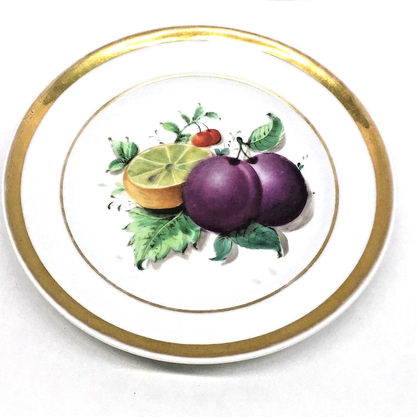 Porcelain 19th Century Hand Painted Fruits Motif Plates, Set of Six, 1860s Thuringia For Sale