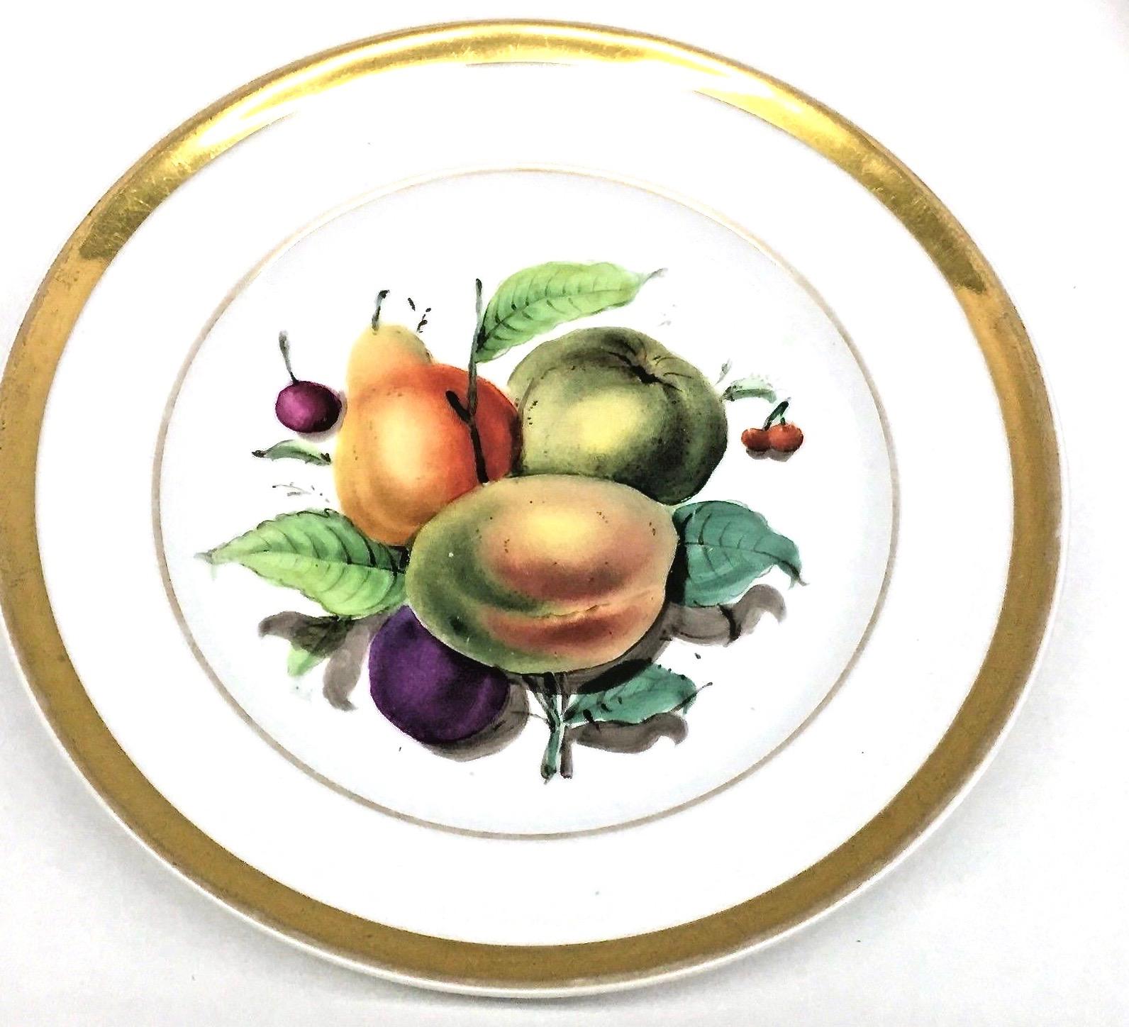 19th Century Hand Painted Fruits Motif Plates, Set of Six, 1860s Thuringia For Sale 1