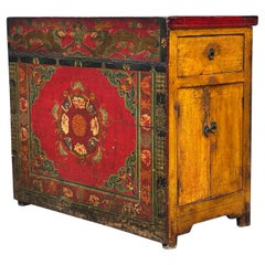 19th Century Hand Painted Gansu Tibetan Cabinet
