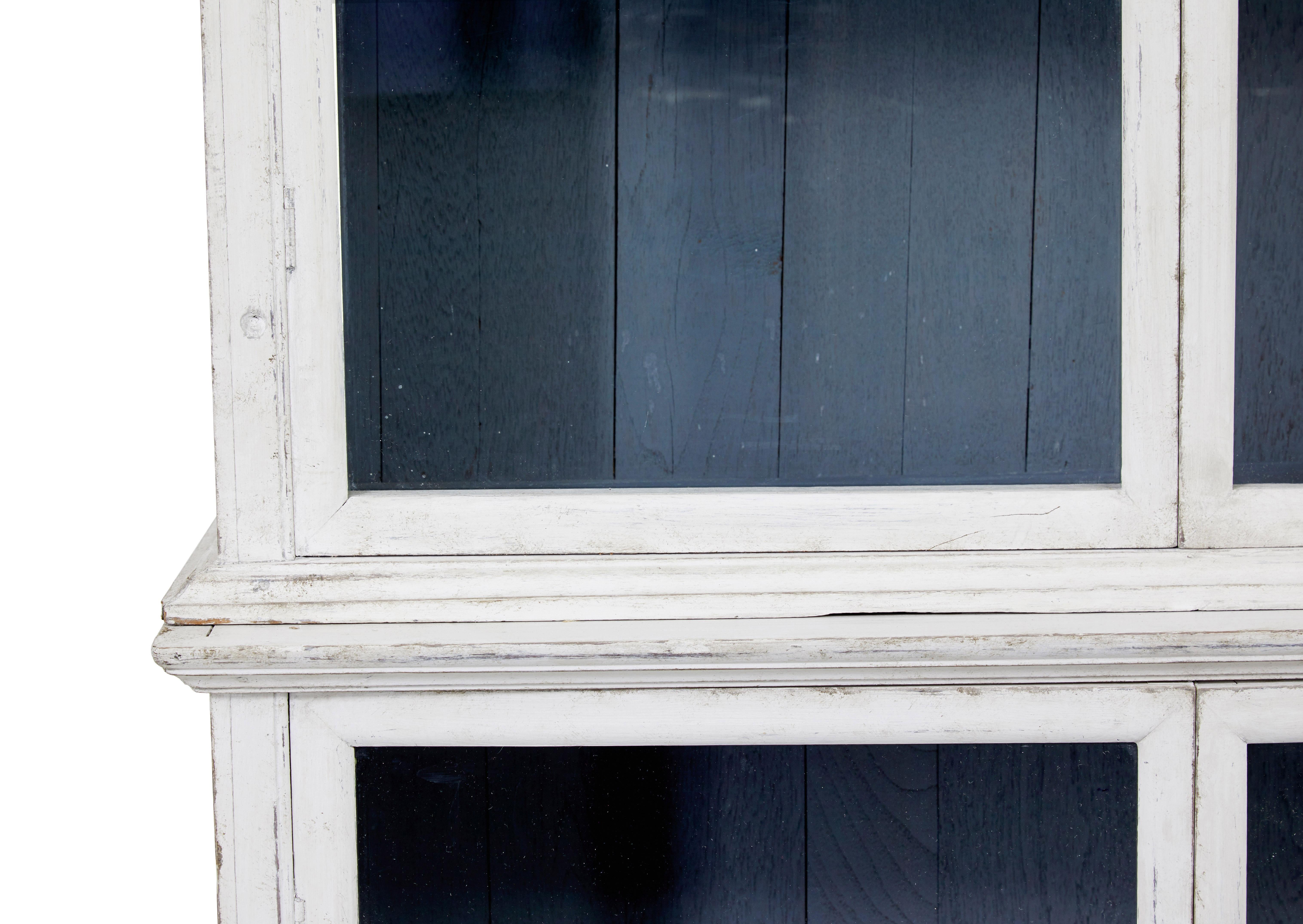 Glass 19th Century hand painted glazed cabinet For Sale