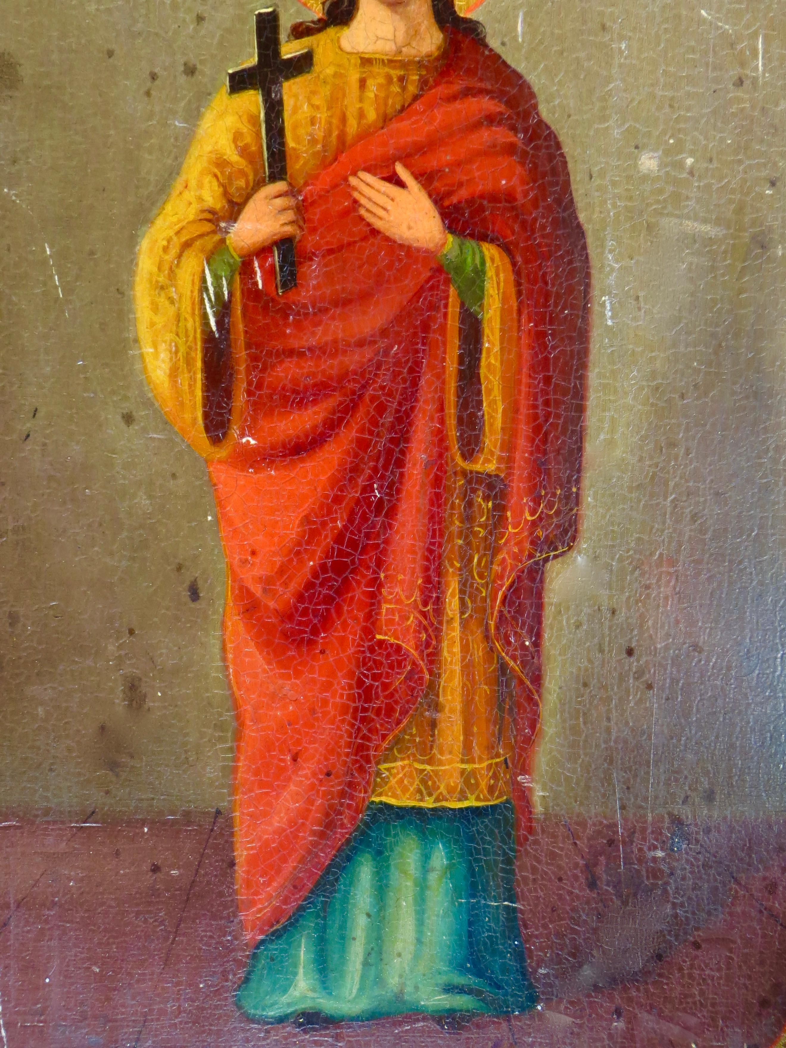 Turc Icône religieuse orthodoxe grecque du 19e siècle peinte à la main Circa 1885 en vente