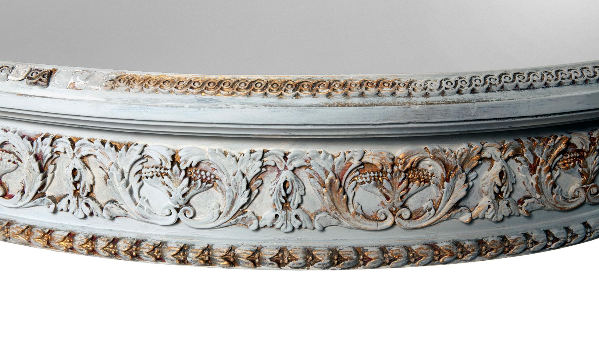 Ovaler handbemalter Gueridon-Tisch mit verspiegelter Platte aus dem 19. Jahrhundert im Angebot 1