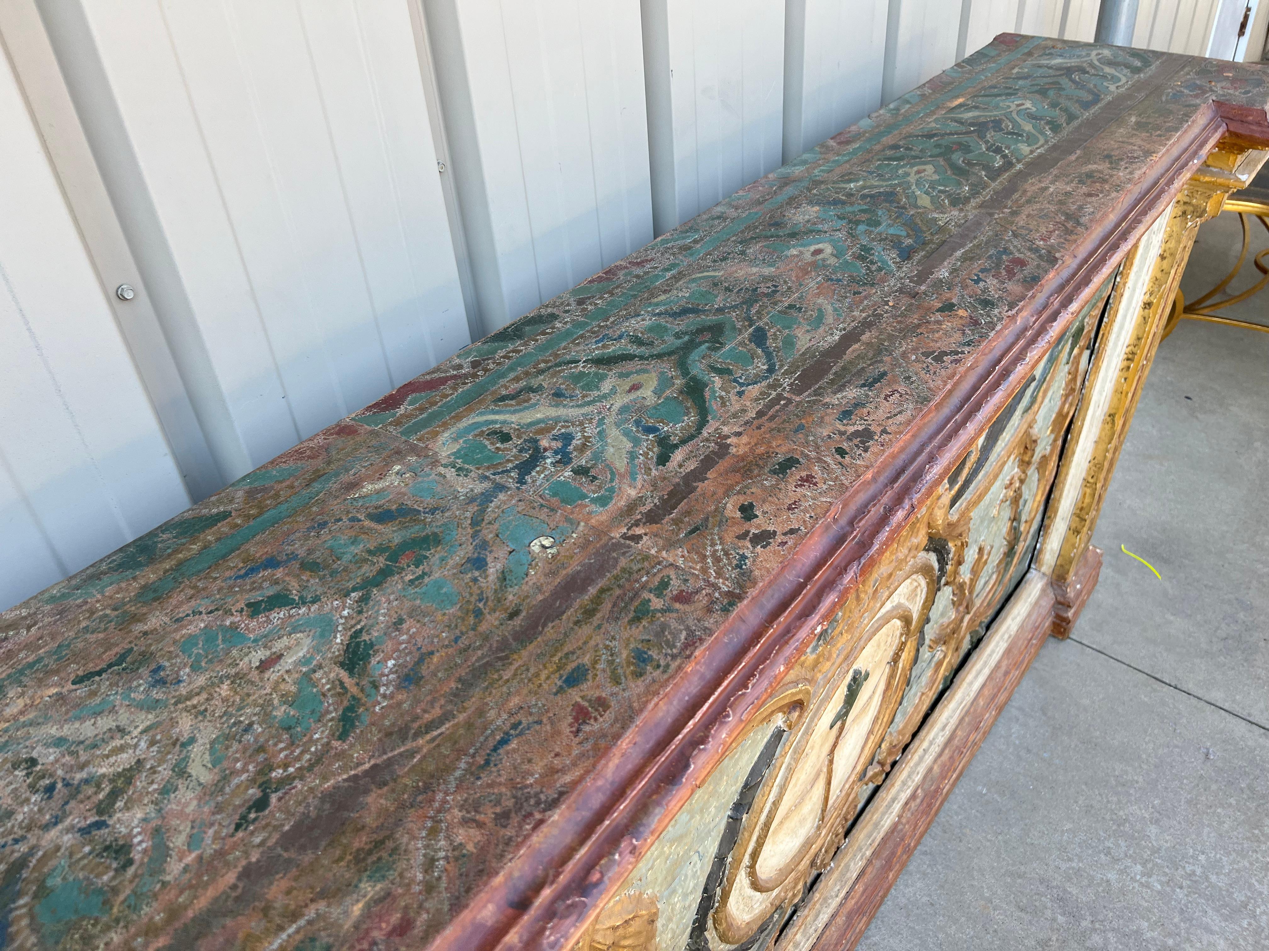 19th Century Hand Painted Italian Neoclassical Style Credenza or Console Table For Sale 5