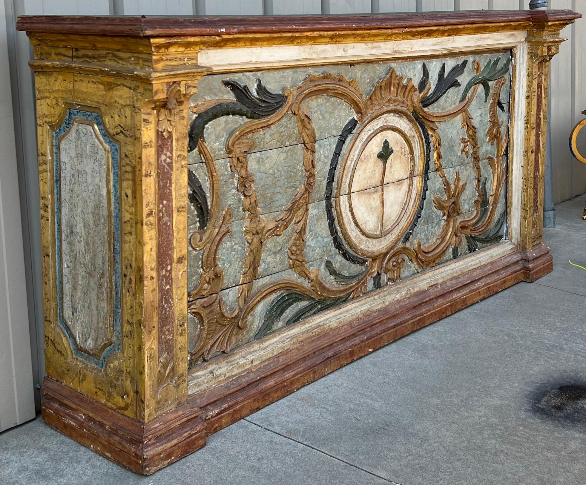 19th Century Hand Painted Italian Neoclassical Style Credenza or Console Table For Sale 1