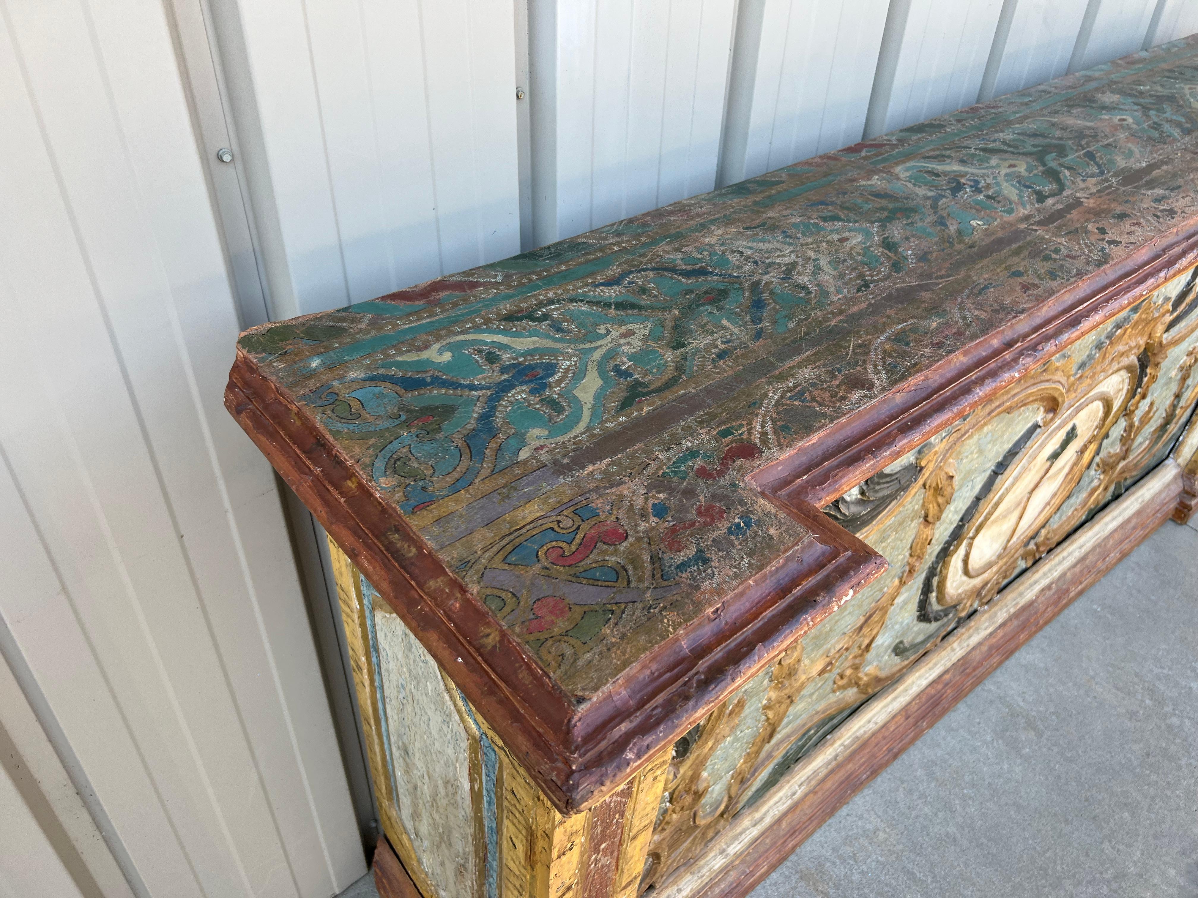 19th Century Hand Painted Italian Neoclassical Style Credenza or Console Table For Sale 4