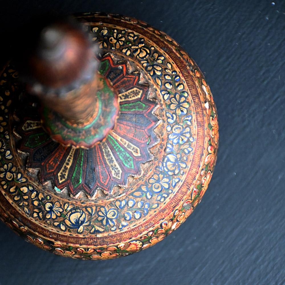Victorian 19th Century Hand Painted Kashmiri Vessel  For Sale