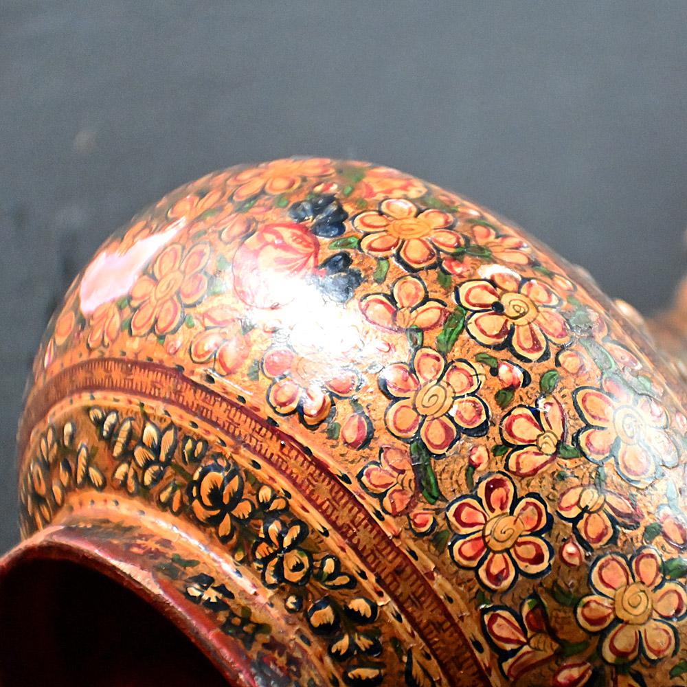 Hand-Crafted 19th Century Hand Painted Kashmiri Vessel  For Sale