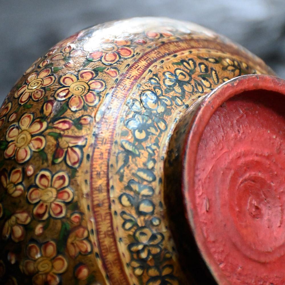 Early 20th Century 19th Century Hand Painted Kashmiri Vessel  For Sale