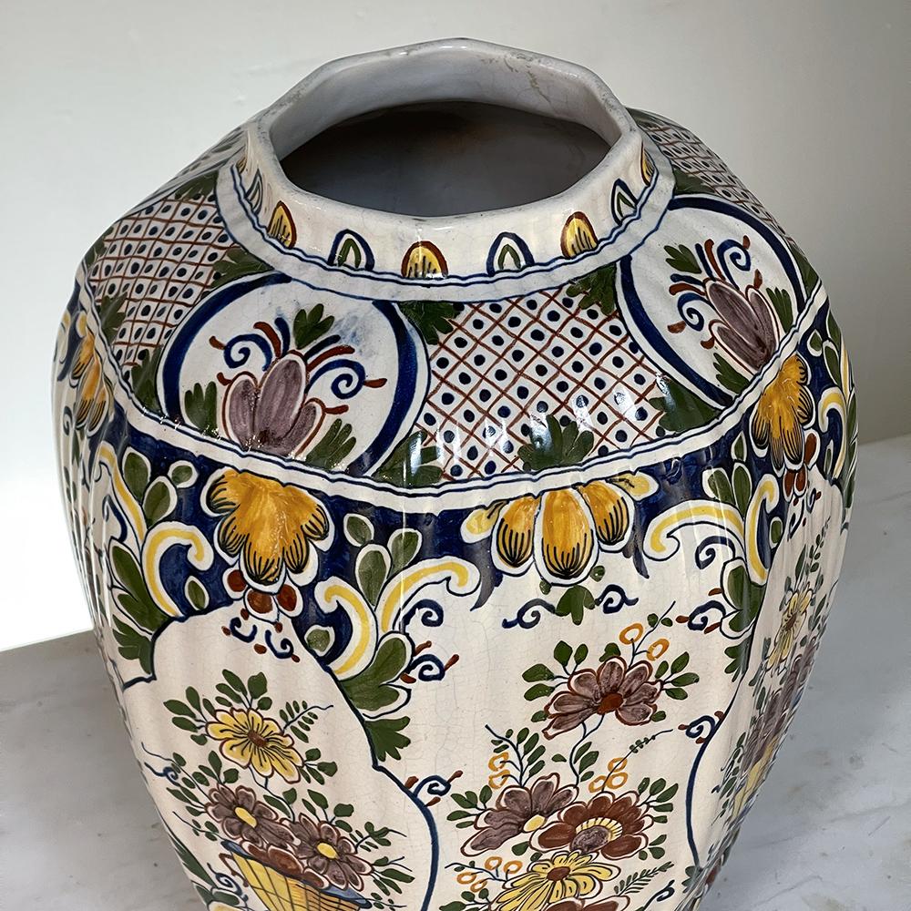 19th Century Hand-Painted Lidded Urn from Rouen For Sale 6