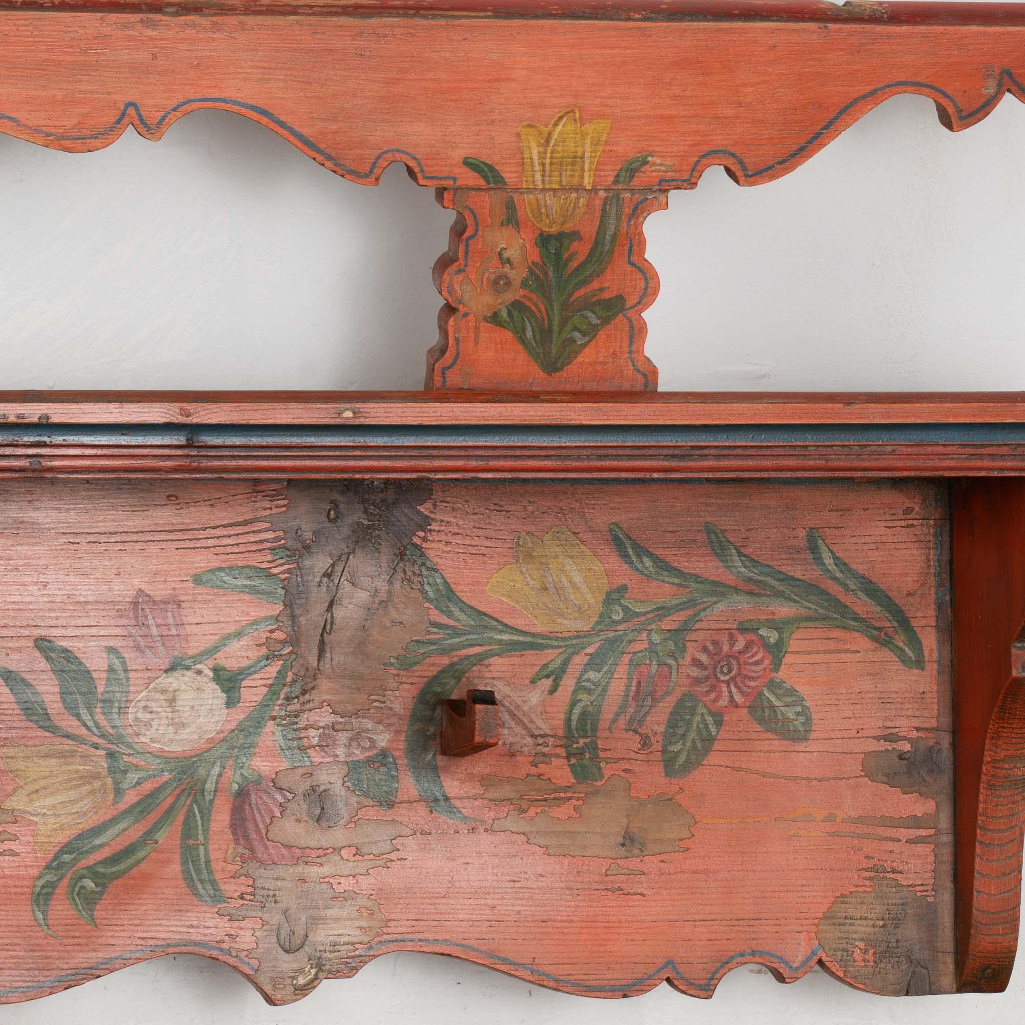 19th Century Hand Painted Long Hanging Rack With Plate Rack from Hungary 4