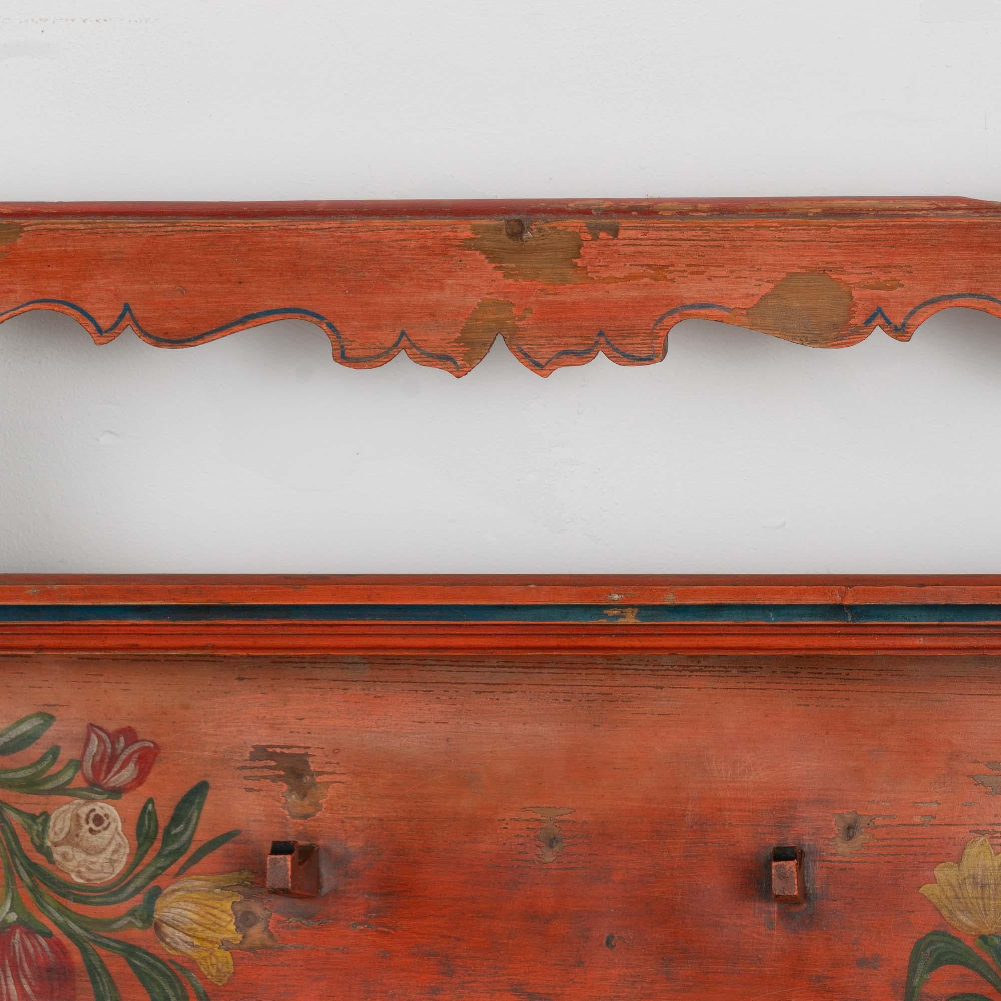 Hungarian 19th Century Hand Painted Long Hanging Rack With Plate Rack from Hungary