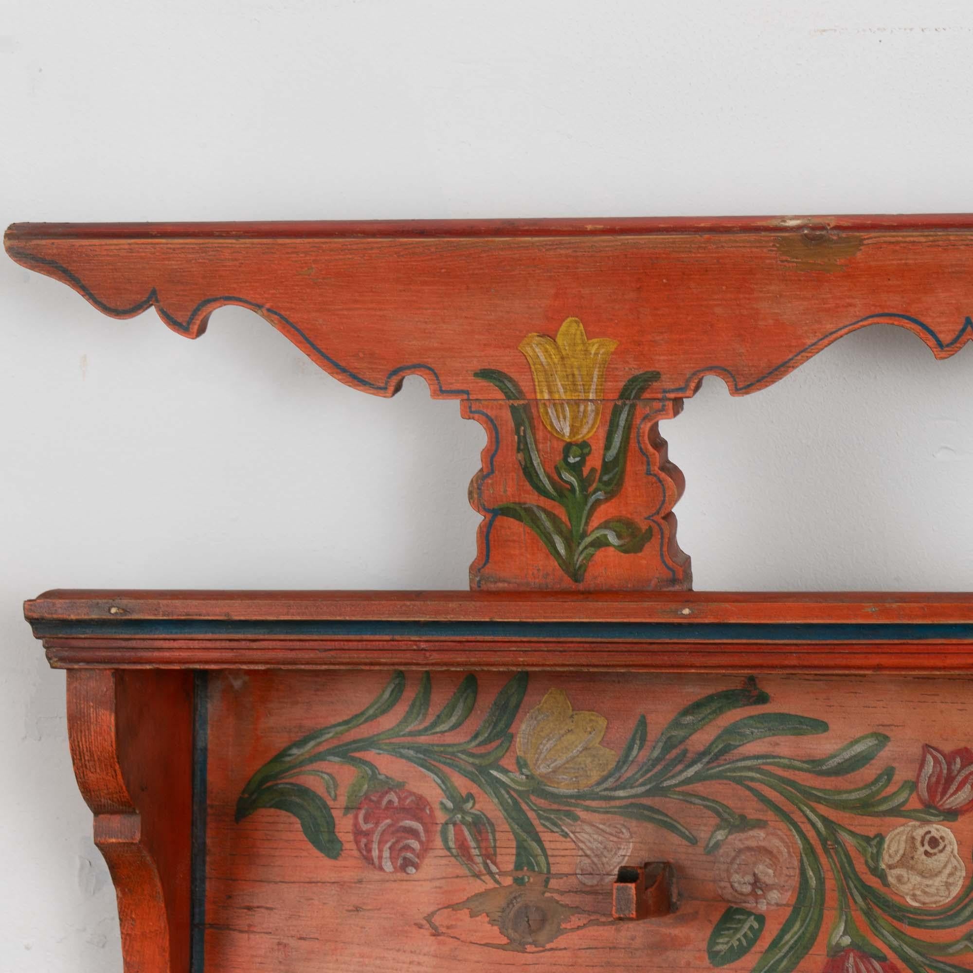 19th Century Hand Painted Long Hanging Rack With Plate Rack from Hungary 2