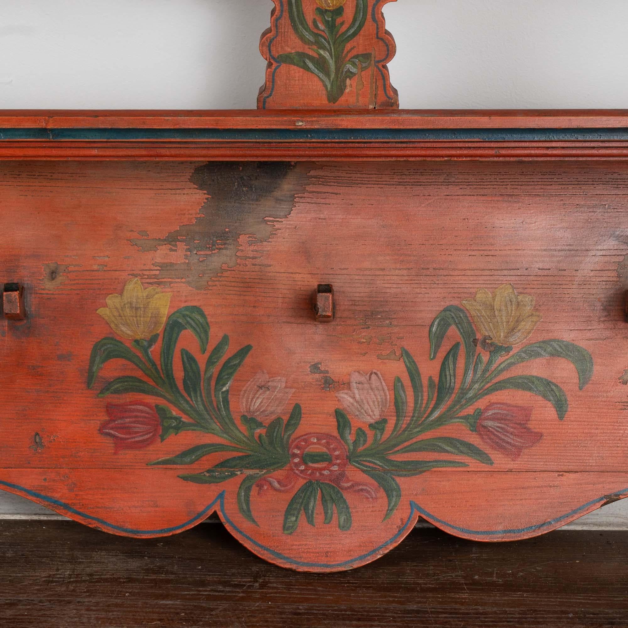 19th Century Hand Painted Long Hanging Rack With Plate Rack from Hungary 3