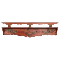 19th Century Hand Painted Long Hanging Rack With Plate Rack from Hungary