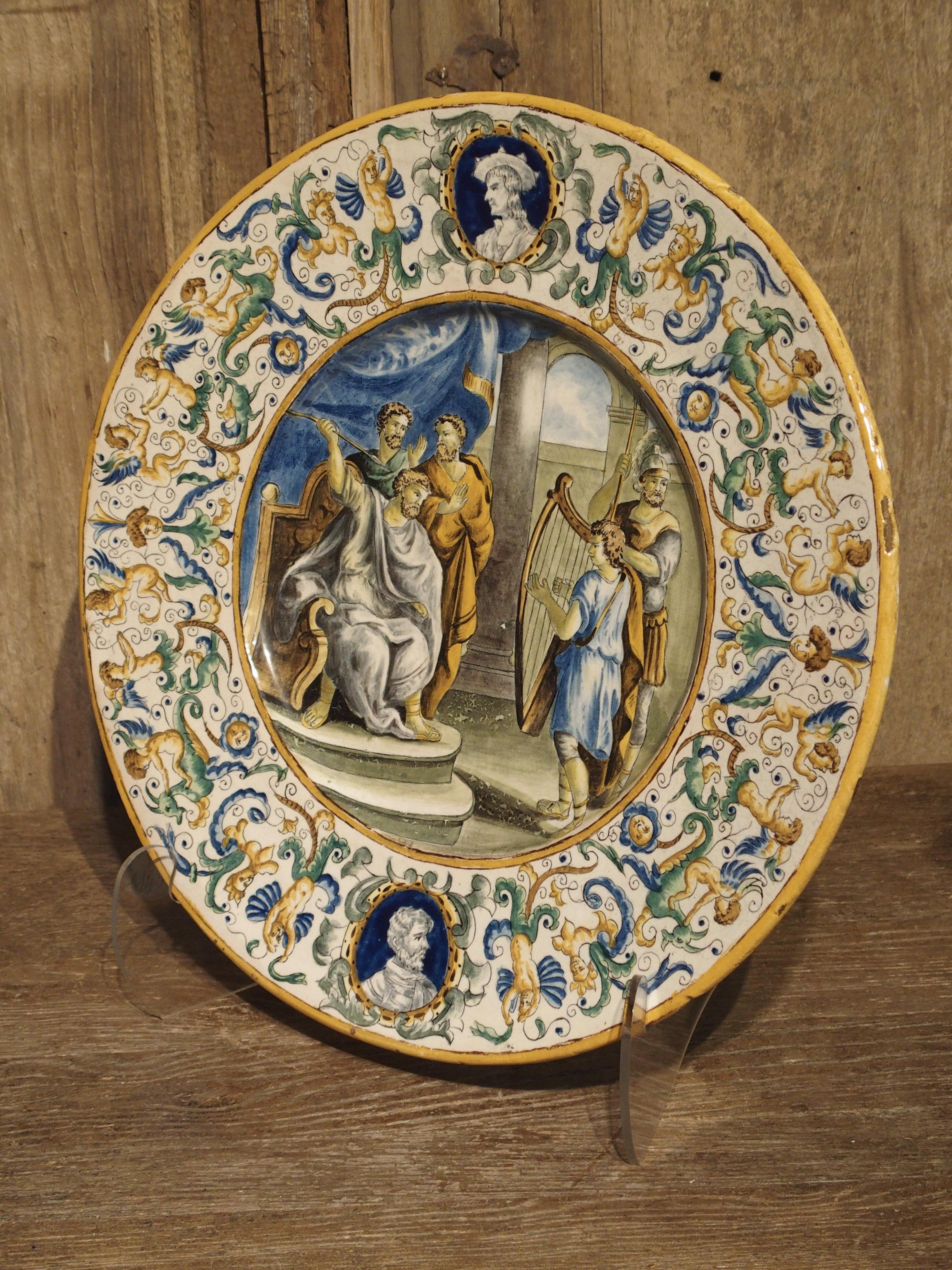 19th Century Hand Painted Majolica Platter from Italy For Sale 9