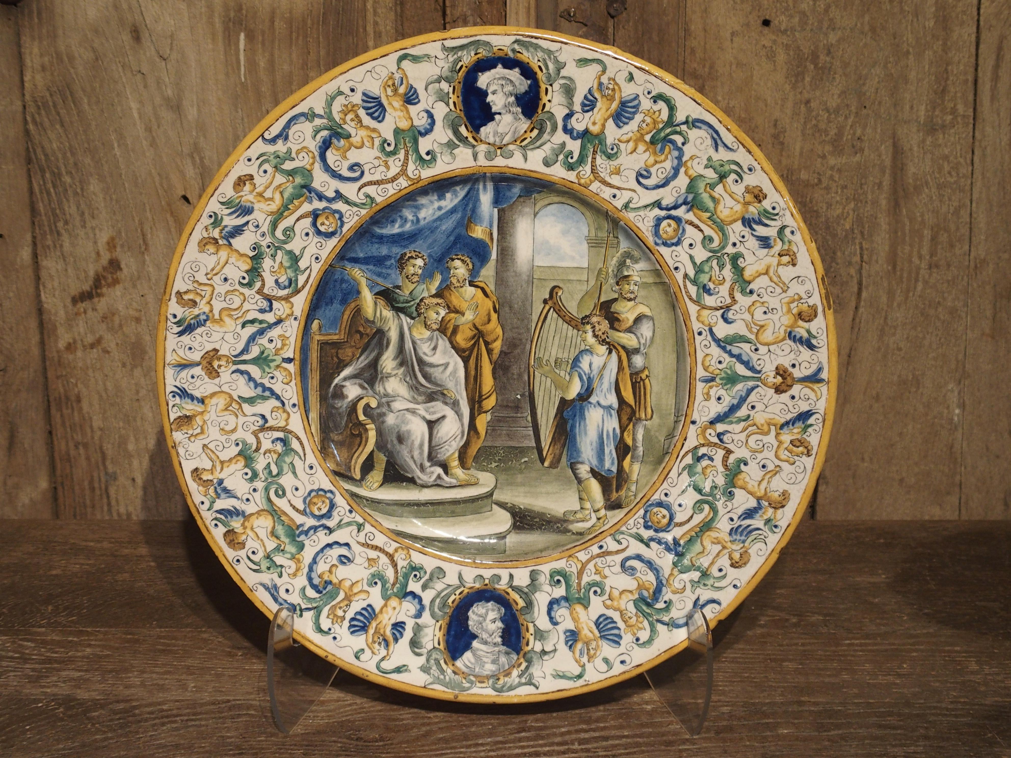 19th Century Hand Painted Majolica Platter from Italy For Sale 10