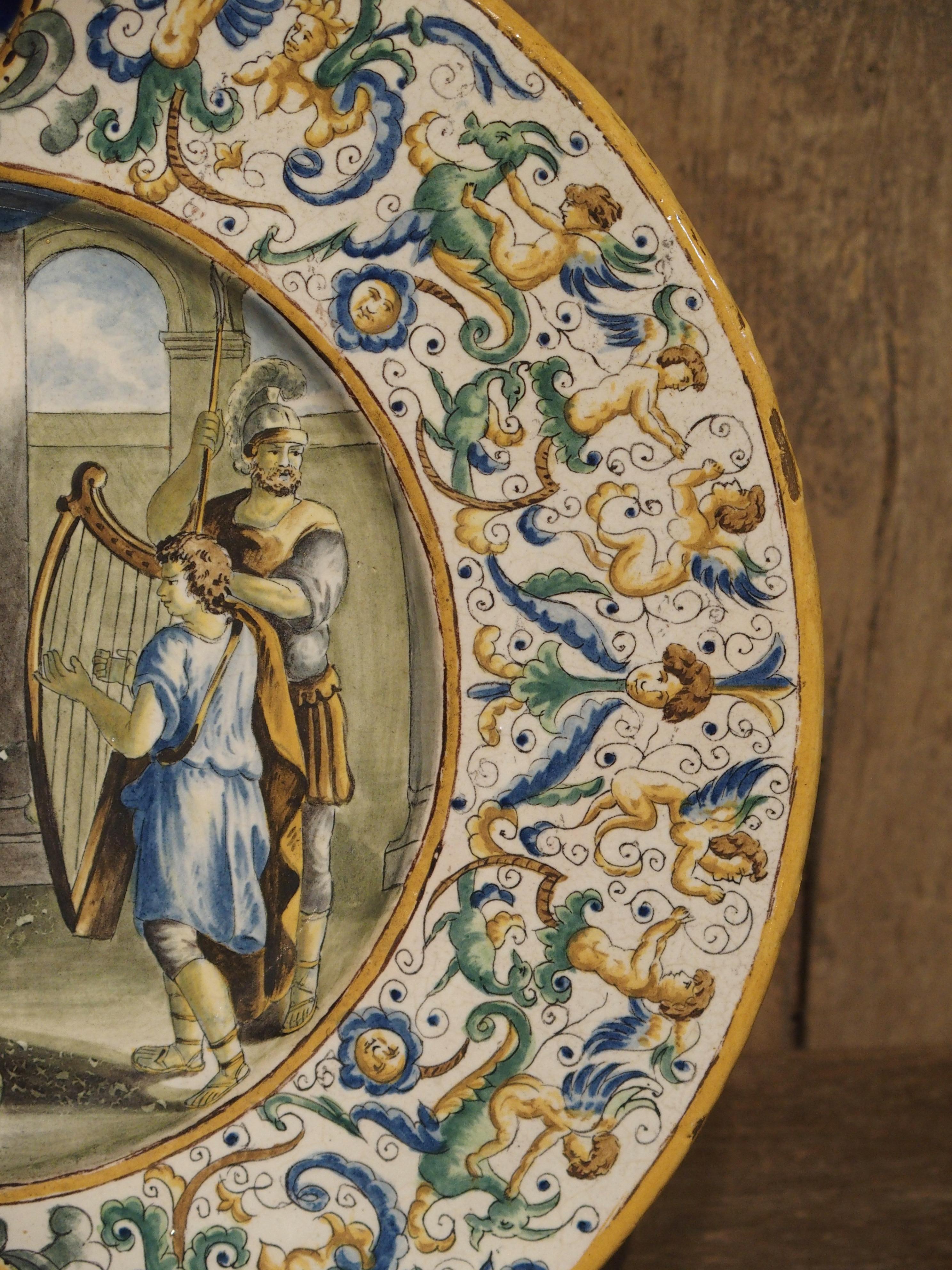 19th Century Hand Painted Majolica Platter from Italy For Sale 3