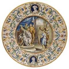 19th Century Hand Painted Majolica Platter from Italy