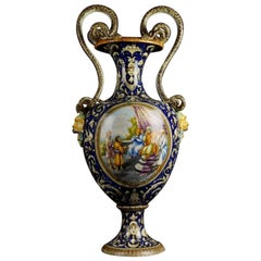 19th Century Hand Painted Majolica Vase