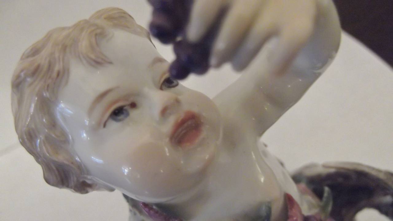Fin du XIXe siècle Figure de satyre et de chèvre en porcelaine de Meissen peinte à la main au 19e siècle