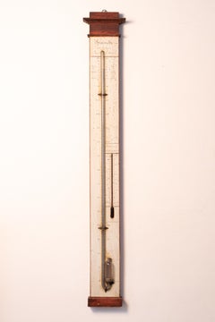 19th century hand-painted mercury thermometer/barometer, made by Bianchi