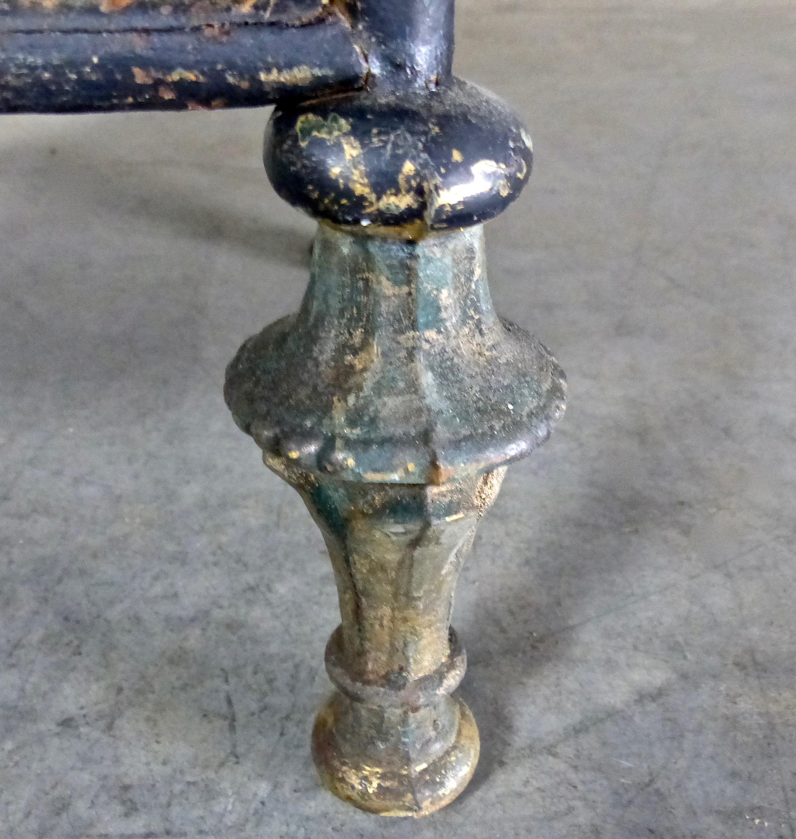 19th Century Hand Painted Metal Embossed French Washstand / Cabinet In Good Condition In Surrey, BC