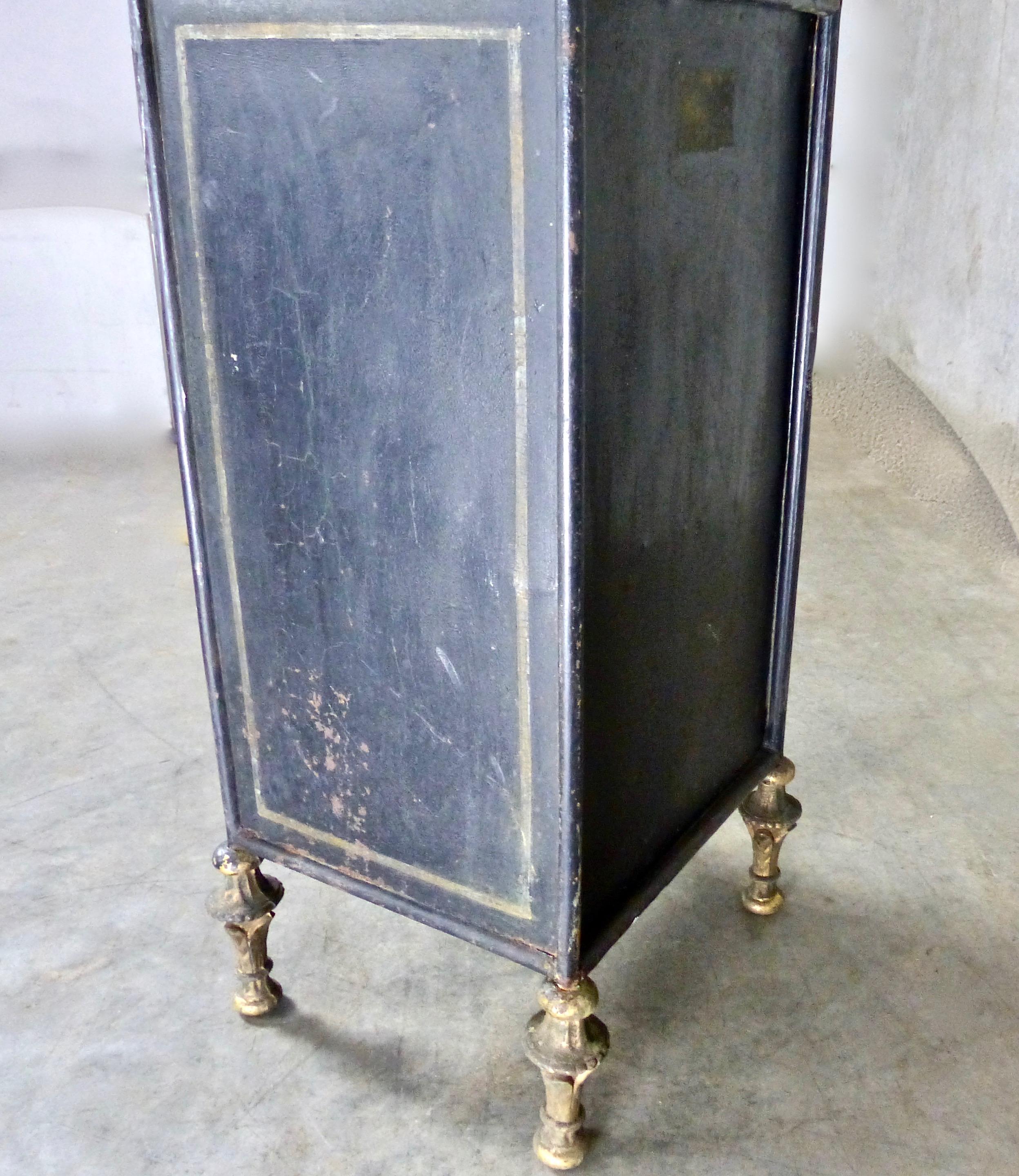 19th Century Hand Painted Metal Embossed French Washstand / Cabinet 1