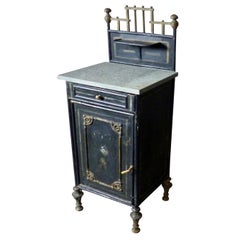 19th Century Hand Painted Metal Embossed French Washstand / Cabinet