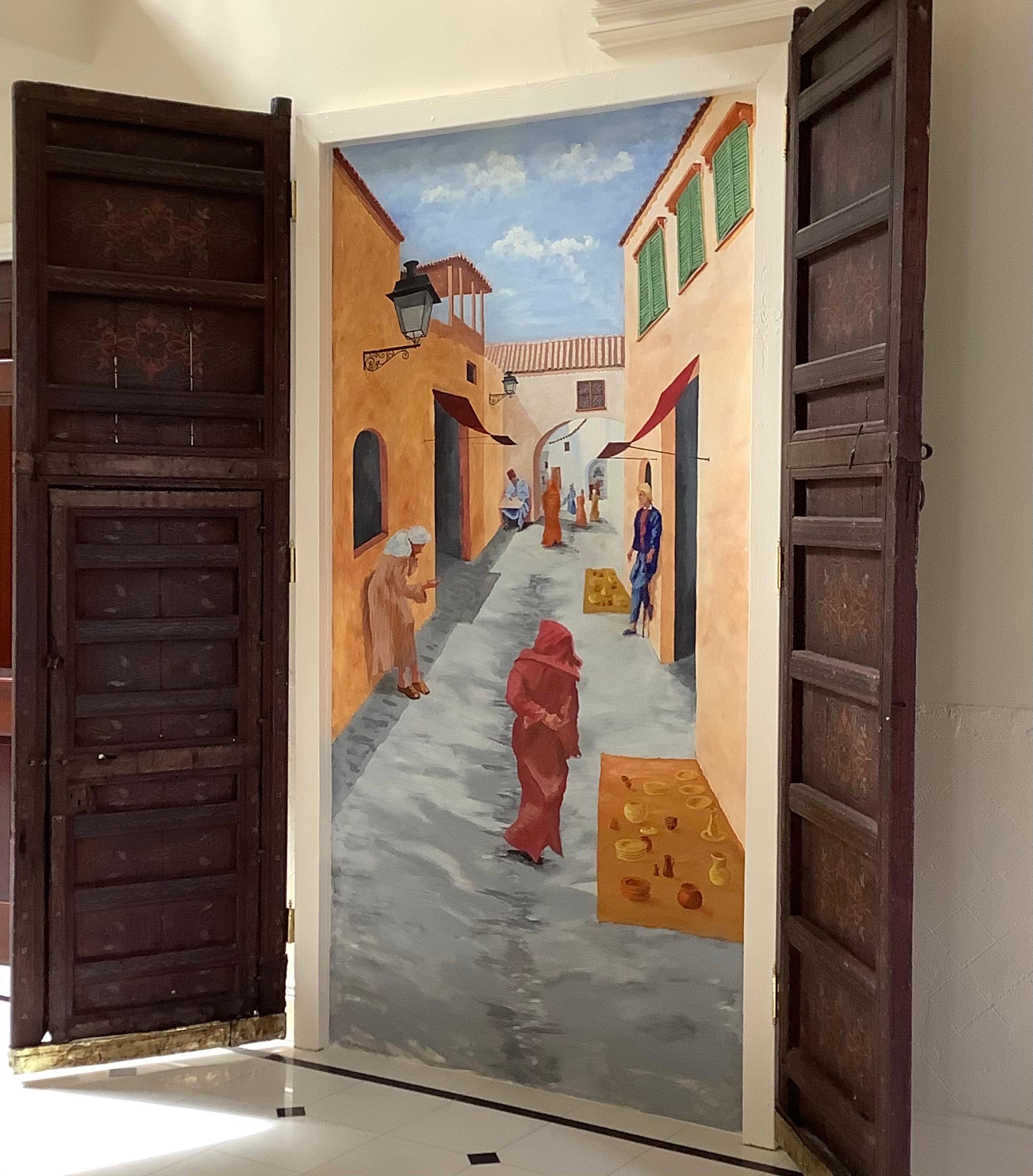 Portes doubles marocaines anciennes peintes à la main du 19ème siècle en vente 9